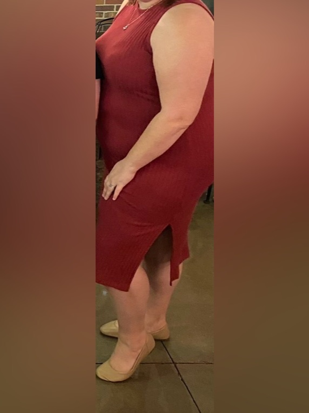 Old Navy- 3X Sleeveless Ribbed Midi Dress in Deep Red
